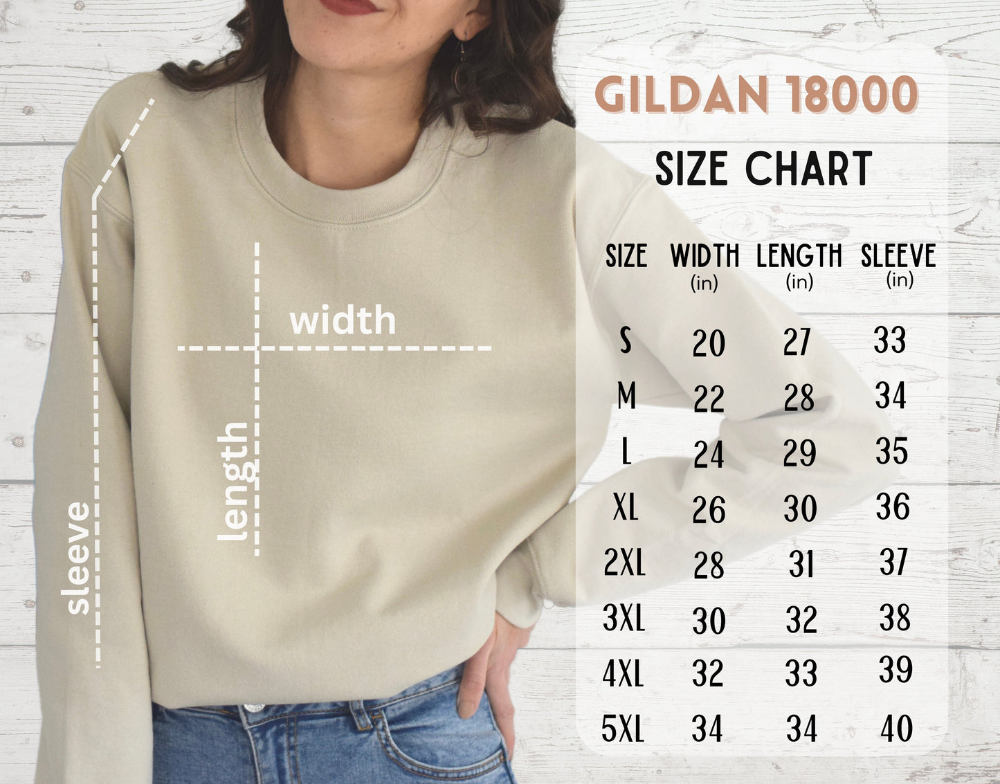 Gildan Crewneck Size Chart